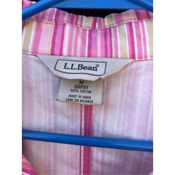 L.L.Bean bright pink striped 100% cotton jacket . - Picture 4 of 4